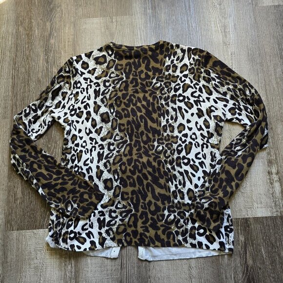 Pierri New York Cardigan Sweater Womens Small Leopard Cheetah Animal Print - Picture 2 of 8